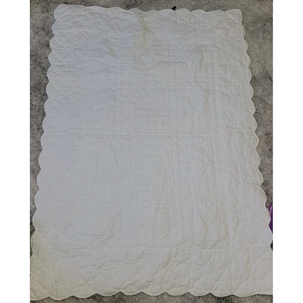 Vtg Handmade Amish Baby Quilt Blanket Irish Chain 8 Point Star Flower Basket